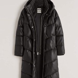 A&F Vegan leather ultra long puffer